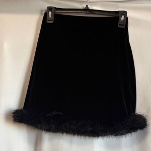 Wallflower Black Mini Skirt with Faux Fur Trim